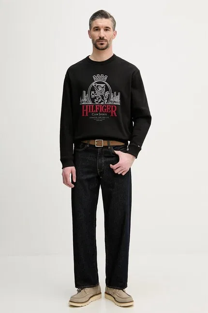Худи мужское из хлопка Tommy Hilfiger, черный — фото 2