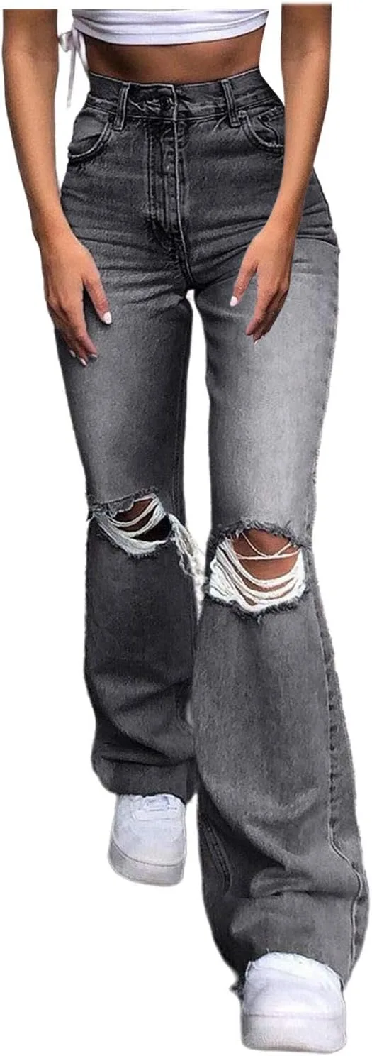 

Женские джинсы Wide Leg с потертостями и высокой посадкой