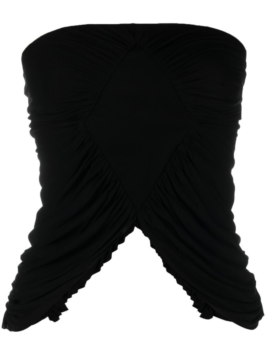 

Saint Laurent топ без бретелей со сборками, черный