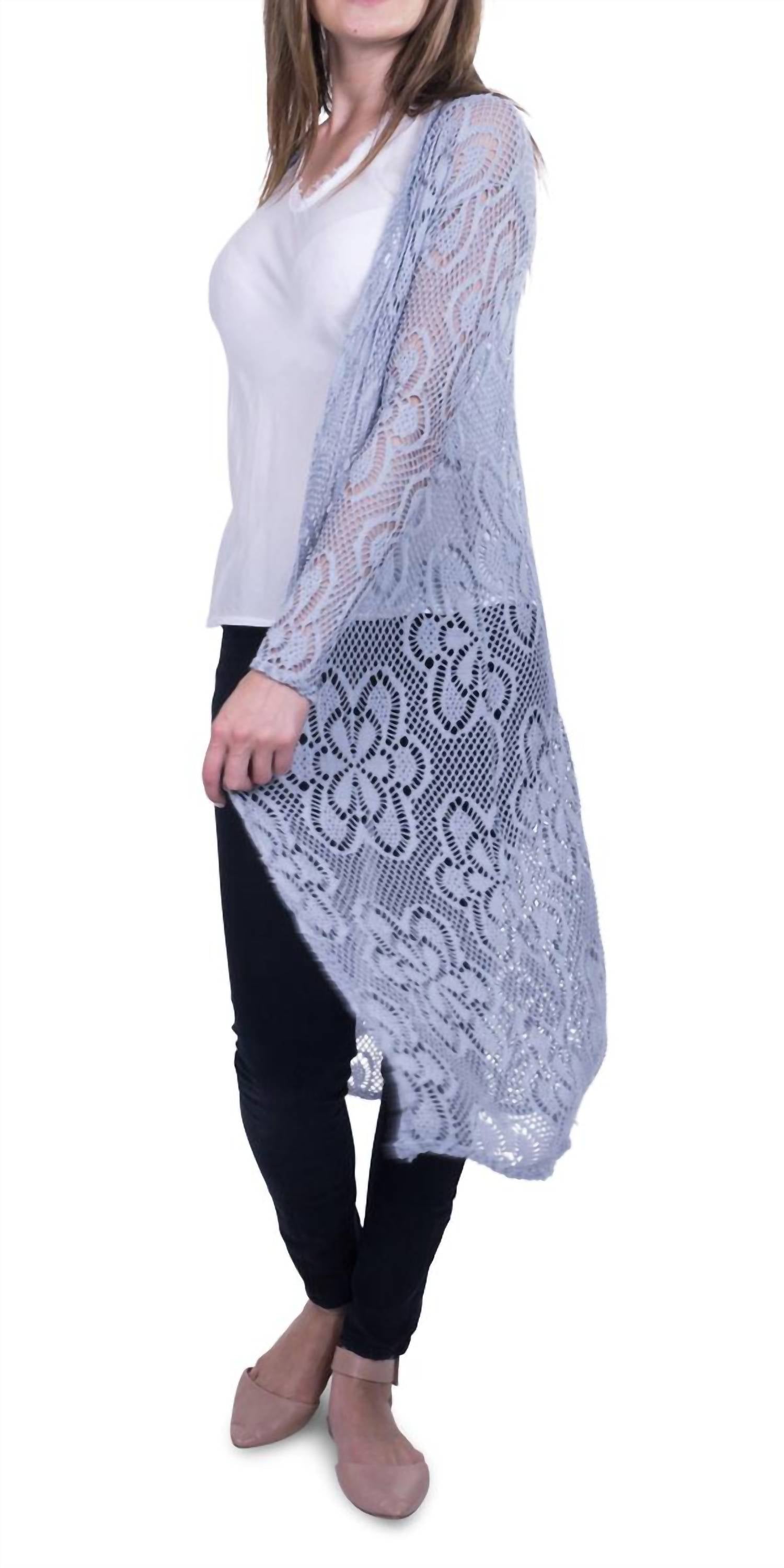 

Длинный вязаный кардиган Clara в цвете голубо-серый Gigi Moda, голубо-серый