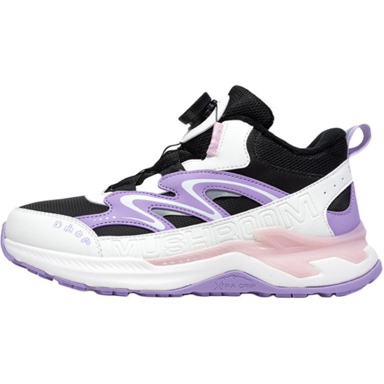 

XTEP Скользоустойчивые антиударные мид-топ детские повседневные кроссовки black white purple kids'