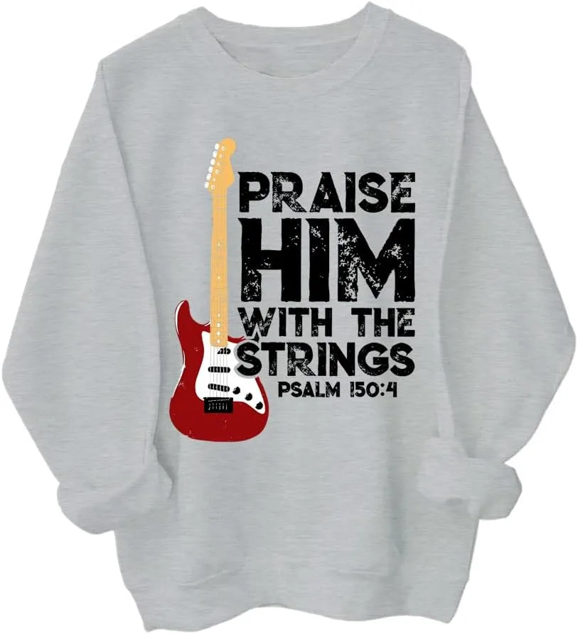 

Толстовка с капюшоном Praise Him With The Strings, гитарная футболка Christian Worship Music Faith для мужчин и женщин Psahid