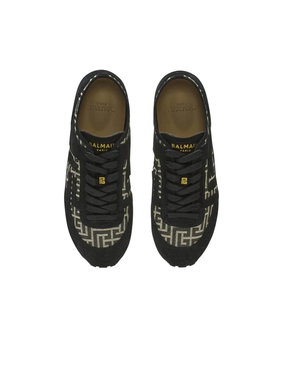 Кроссовки Racer 45 из жаккарда с монограммой Balmain, черный — фото 3