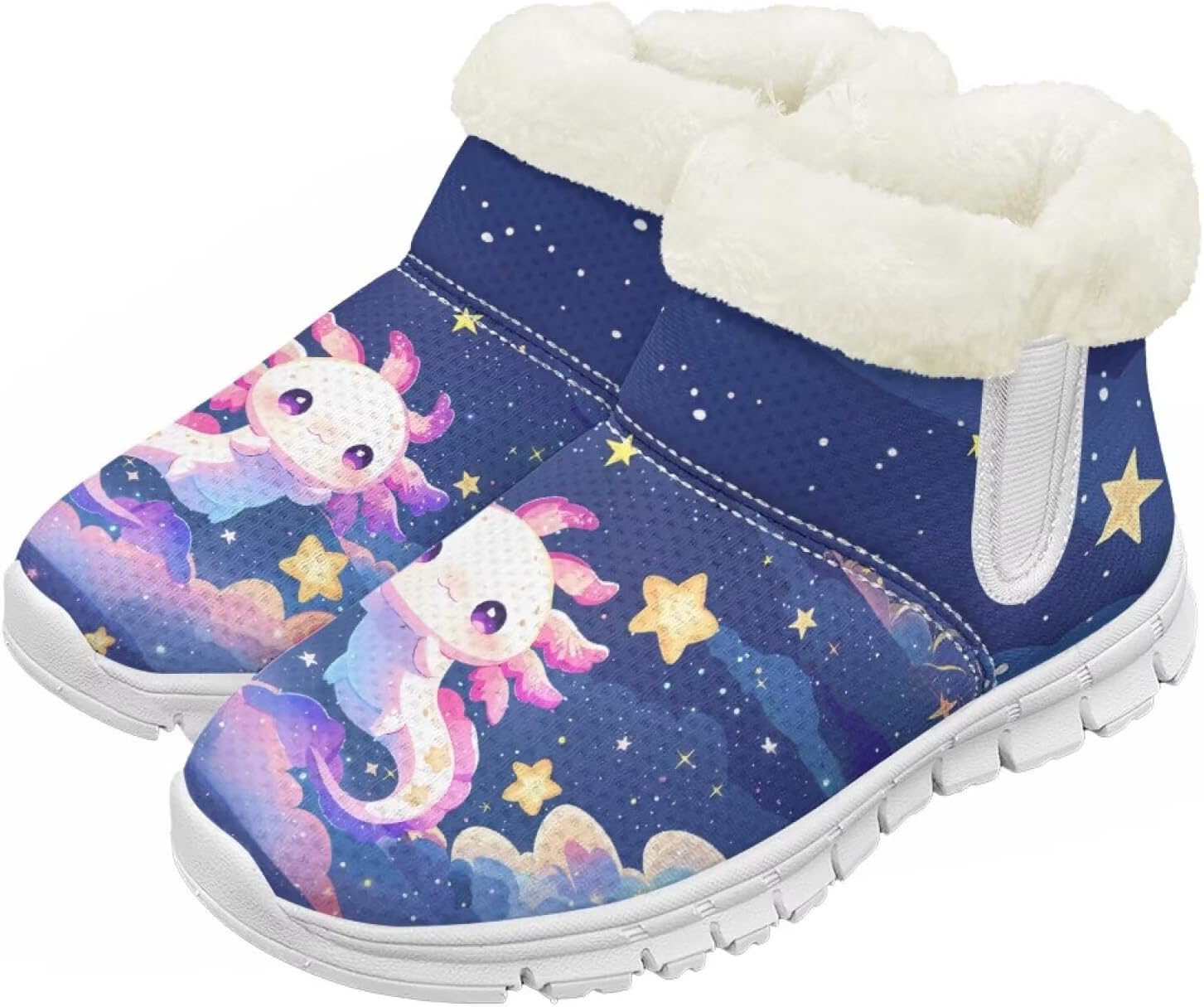 

Детские зимние сапоги для девочек, водонепроницаемые, противоскользящие, для холодной погоды, с искусственным мехом, походные ботинки Goronwyfloyd, Galaxy Axolotl