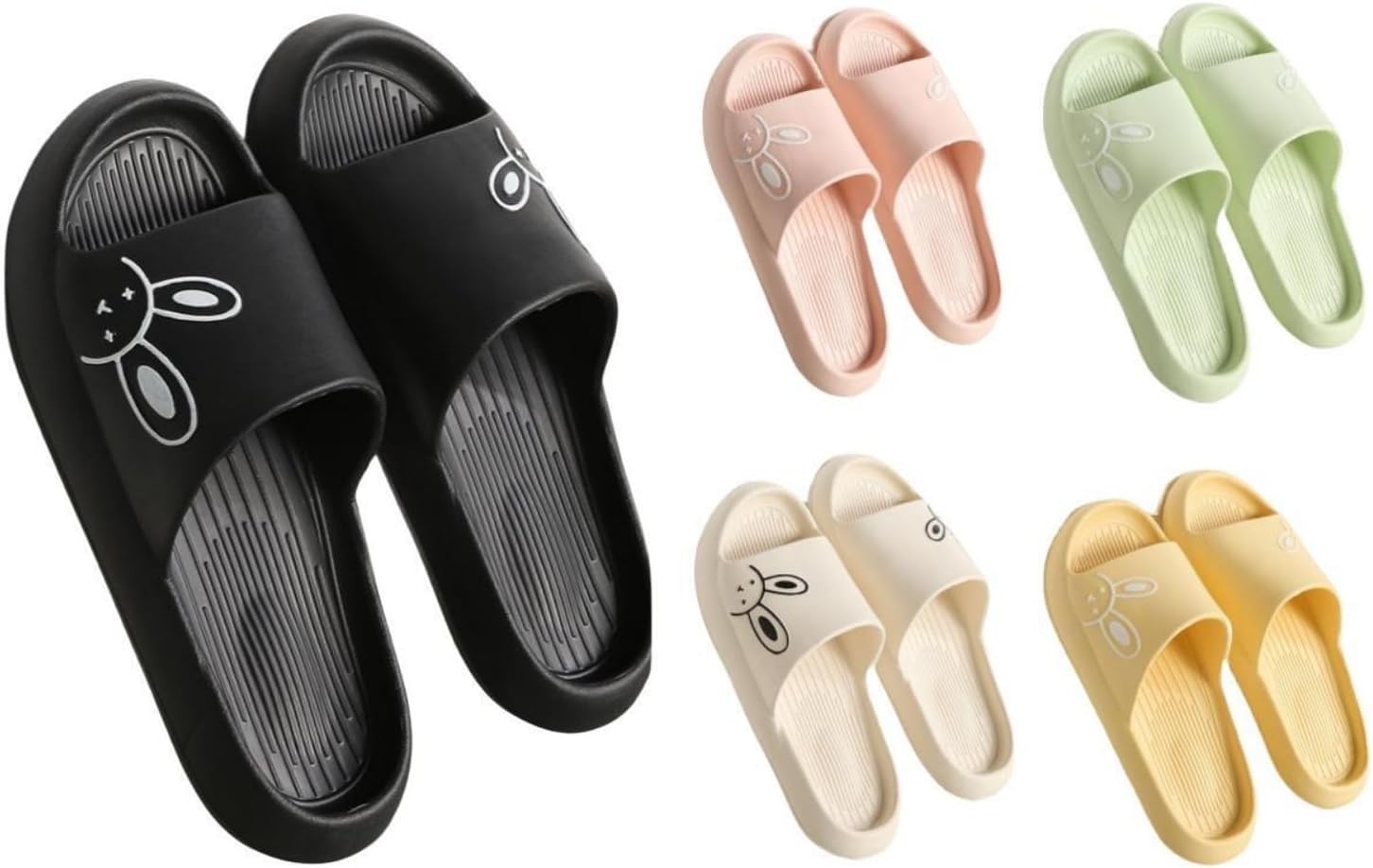 

Милые тапочки ALBIVA в виде зайчиков для женщин, летние, мягкая платформа, нескользящие сандалии для дома и улицы, кавайные подарки для женщин и мужчин, черный