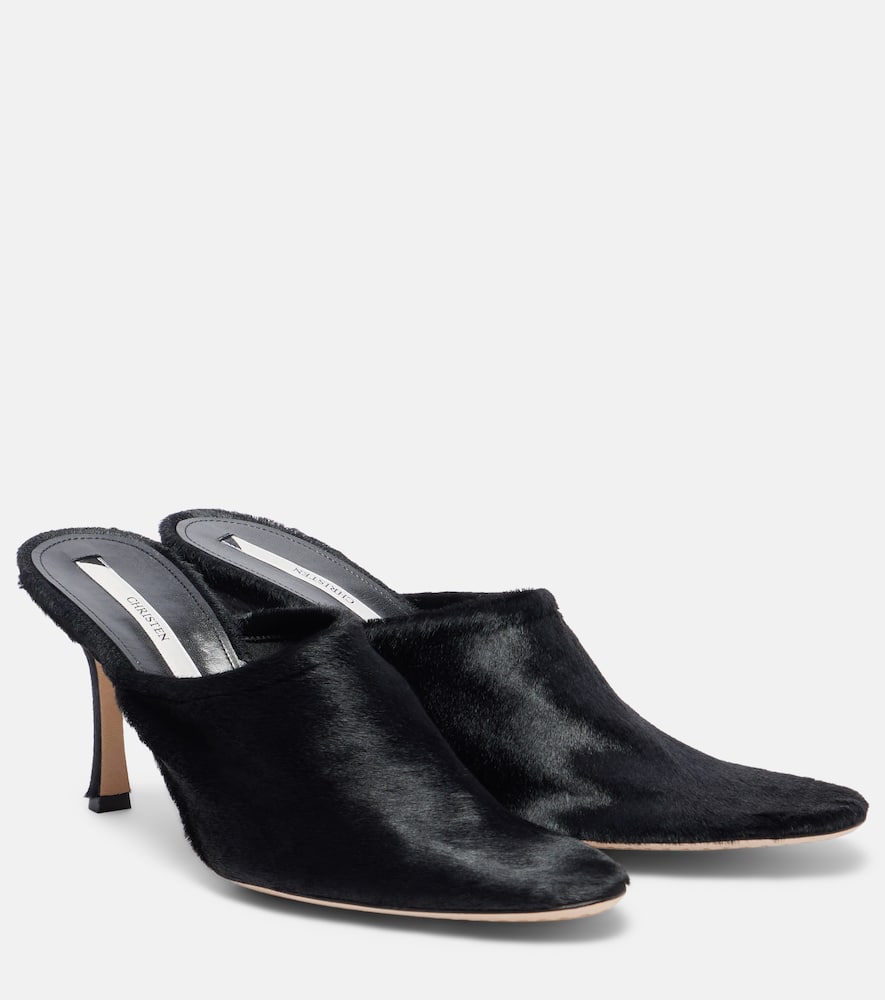 Туфли-мюли Elipse 75 из телячьей кожи Christen, Black
