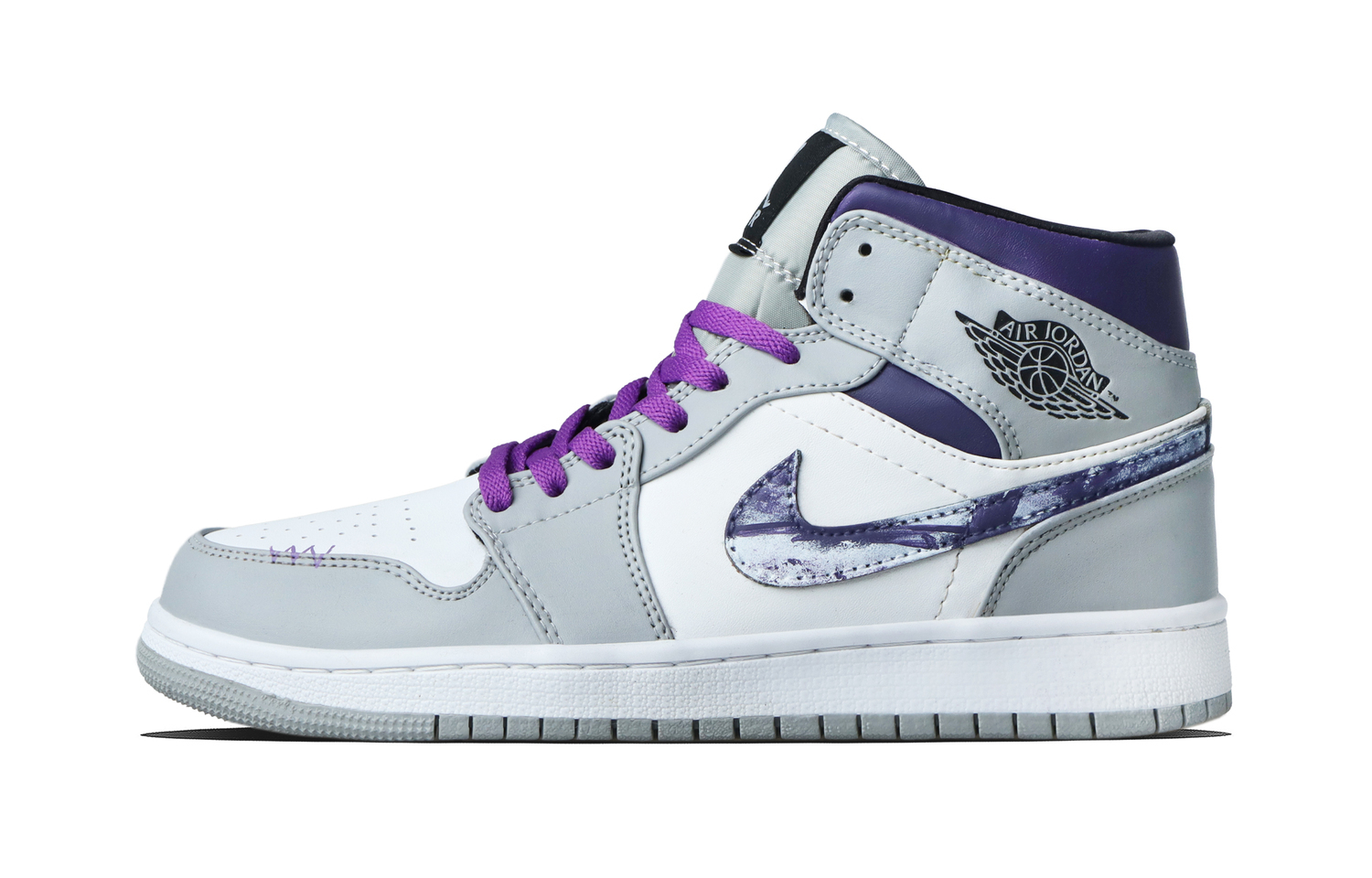 

Jordan Кроссовки Air 1 Purple Candle из искусственной кожи, износостойкие, средней высоты, винтажные, баскетбольные, унисекс, фиолетовые