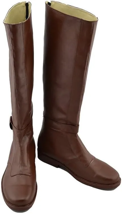 

Мастерские костюмные ботинки для взрослых мужчин, рыцарь силы, коричневая кожаная длинная обувь Roeutoo, коричневый