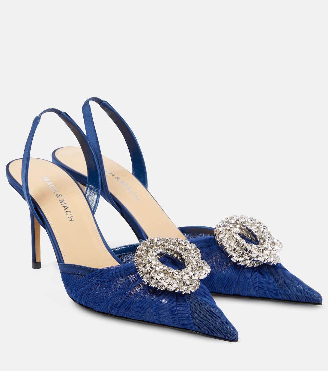 Туфли-лодочки Galaxy 85 из тюля с открытой пяткой Mach & Mach, Dark Blue