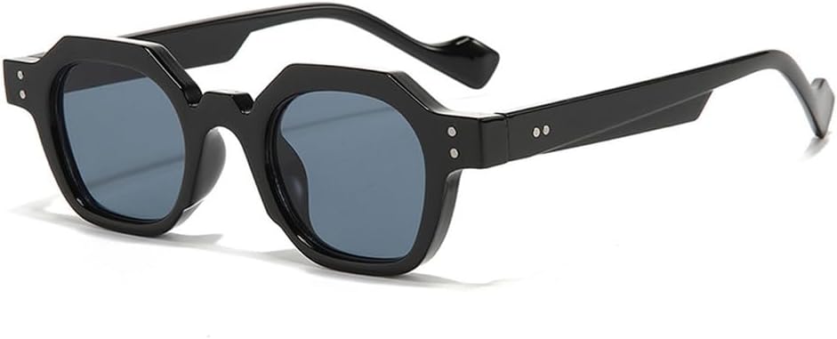 

Ретро-солнцезащитные очки в форме многоугольника, маленькие квадратные, женские, с защитой от УФ-излучения UV400, модные панк-очки с заклепками, мужские, с прозрачными линзами в оправе WNCKSQ, Black Gray