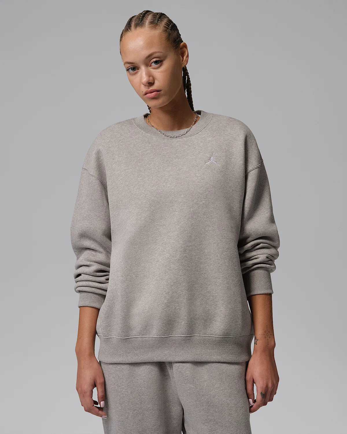 Женская фуфайка с круглым вырезом Jordan Brooklyn Fleece, Enigma Stone/White
