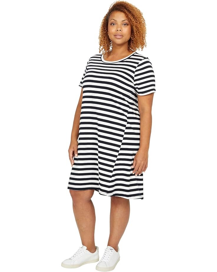 

Платье Bobeau Short Sleeve Cotton T-Shirt Dress, черный/белый