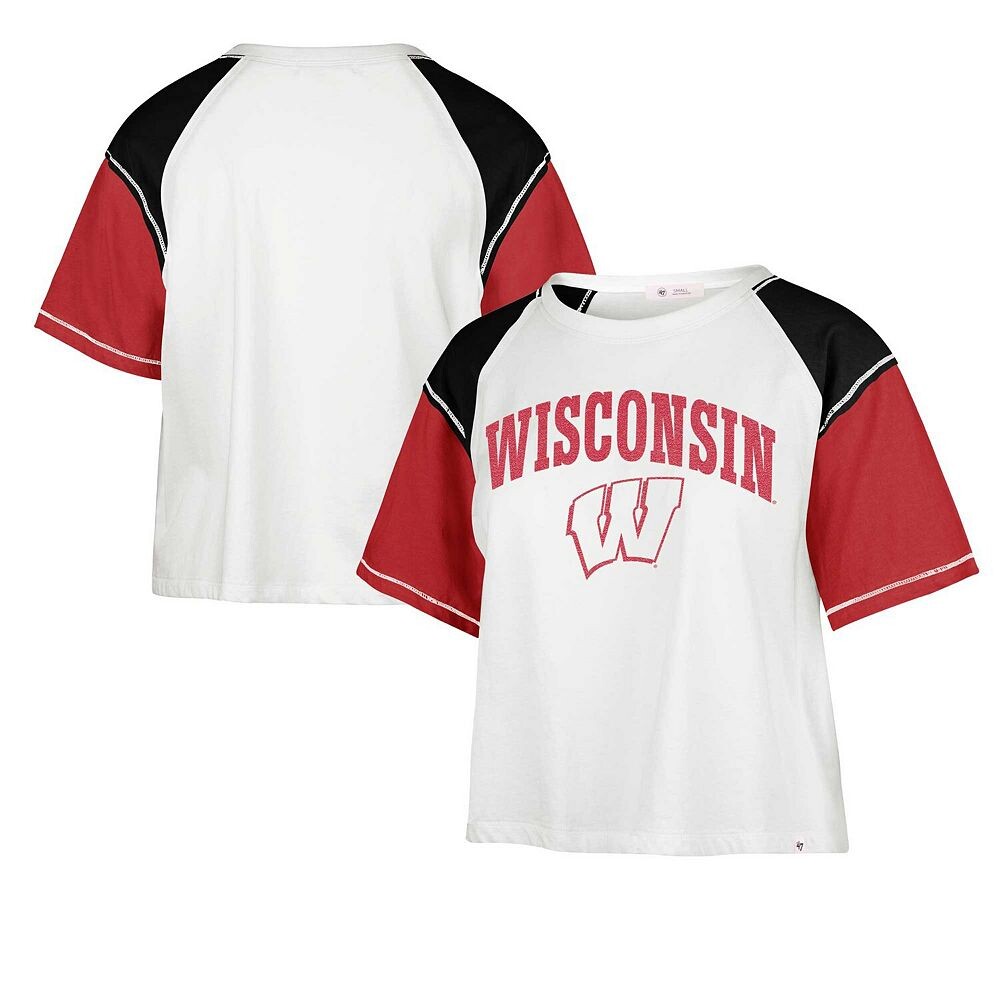 

Женская укороченная футболка '47 White Wisconsin Badgers Serenity Gia, цвет Wis White