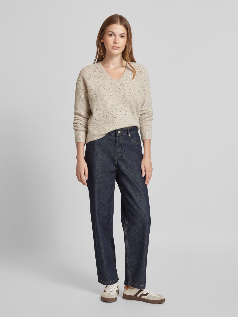 

Вязаный свитер со спущенными плечами Scotch & Soda, песочный