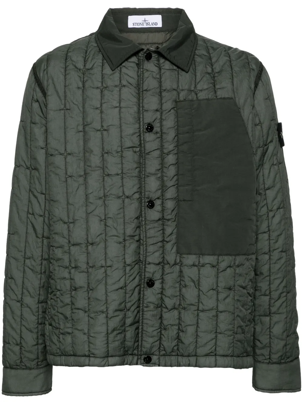 

Стеганая куртка-рубашка на кнопках Stone Island, зеленый