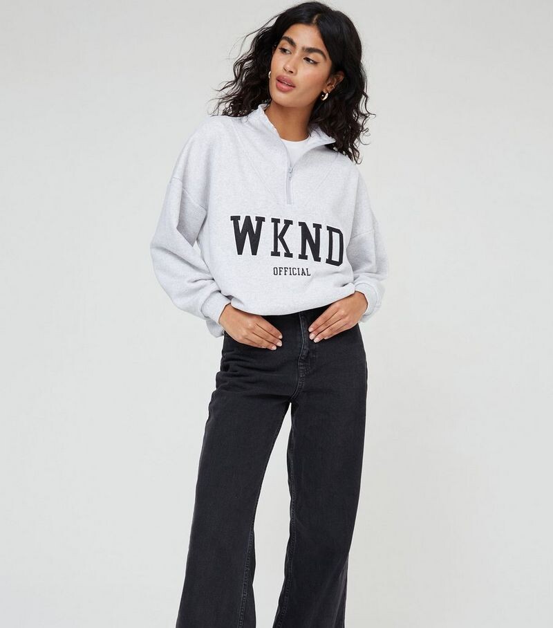 

WKNDGIRL Серый свитшот на молнии с логотипом WKNDGIRL, серый