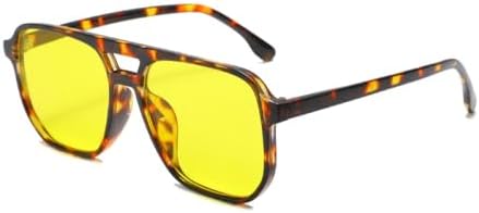 

Винтажные солнцезащитные очки 2027 года для женщин и мужчин, с защитой от УФ-излучения UV400, линзами для ночного видения, солнцезащитные очки Beam для водителя MTZJH, Leopard Yellow