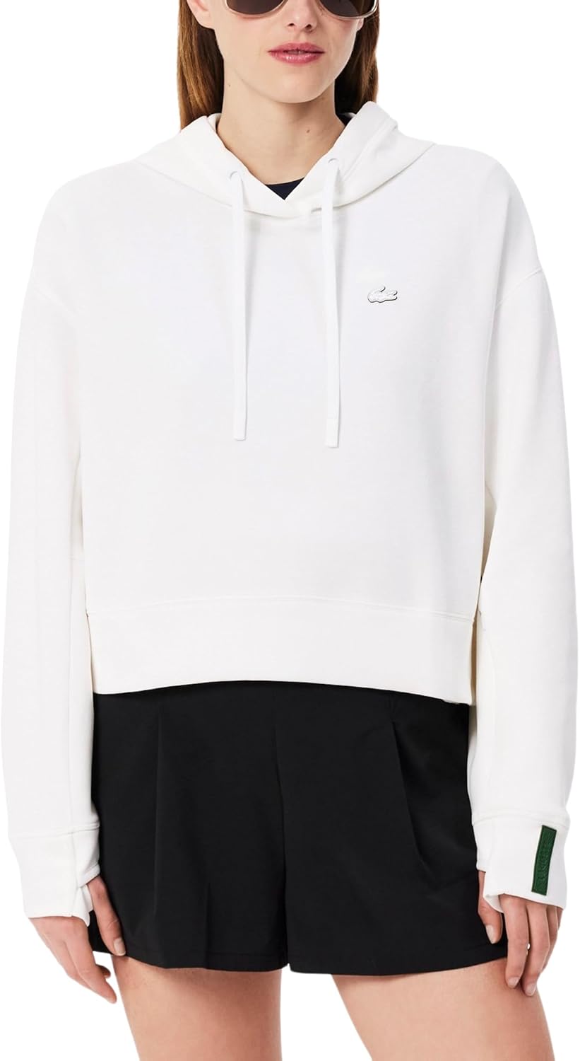 

Женская короткая хлопковая толстовка Lacoste, White