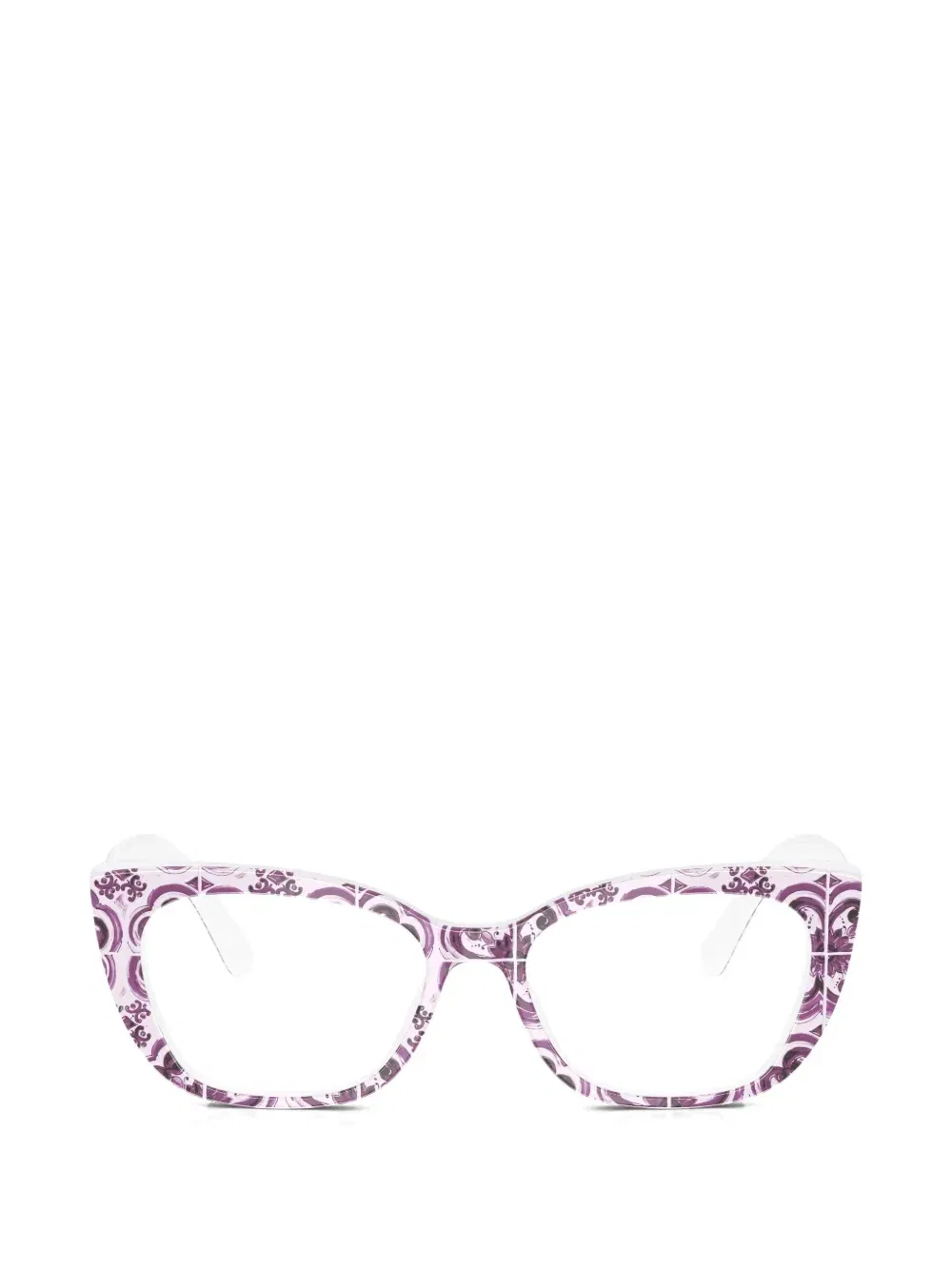 Очки «кошачий глаз» с майоликовым принтом Dolce & Gabbana, фиолетовый