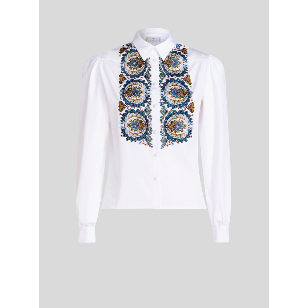 

РУБАШКА ИЗ ХЛОПКА С ВЫШИВКОЙ ПЕЙСЛИ ETRO, белый
