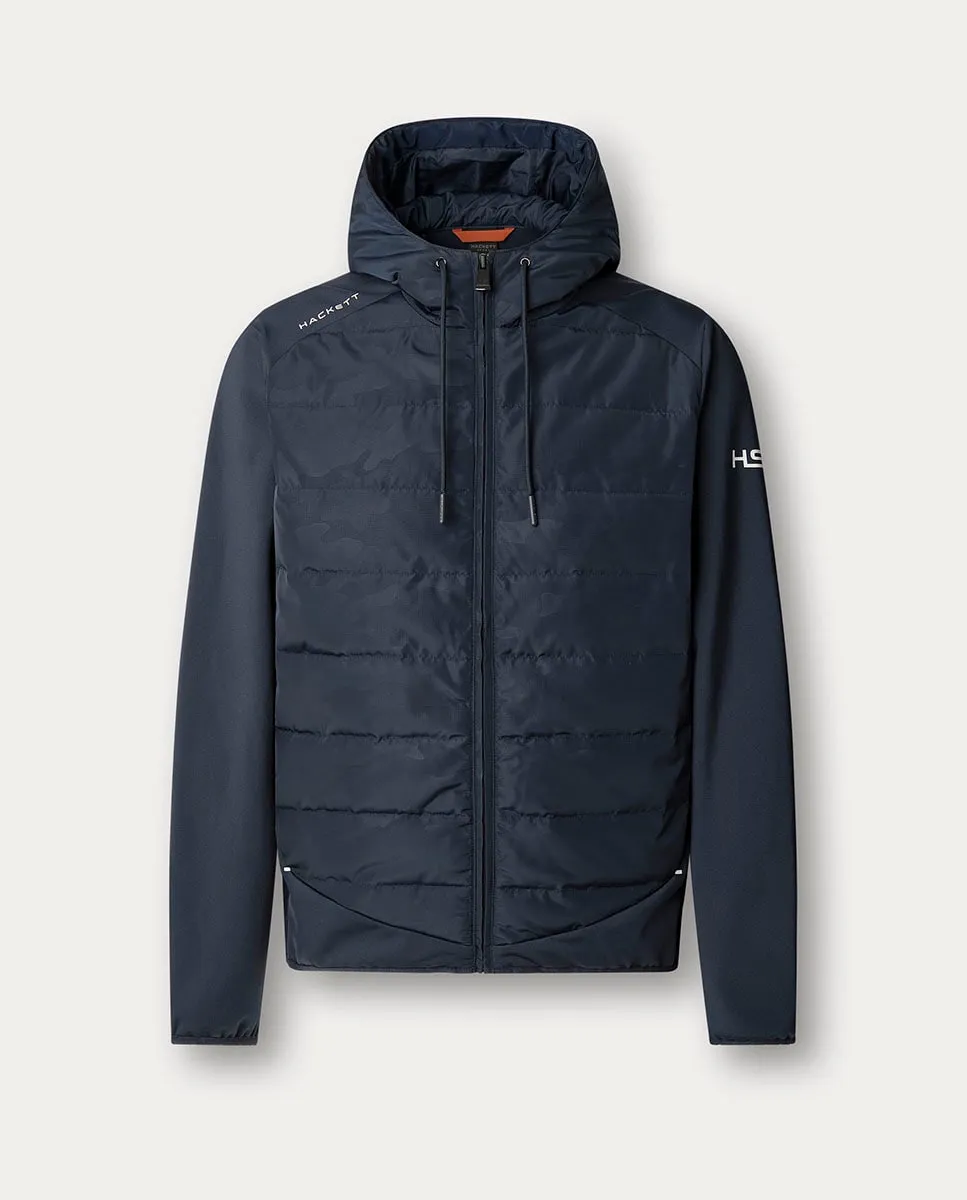 

Мужская гибридная толстовка с молнией, камуфляжный принт, большие размеры Hackett, синий