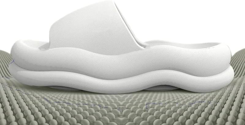 

ELLEES Унисекс взрослые милые тапочки-облака для женщин и мужчин, нескользящие сандалии для ванной и душа, с мягкой толстой подошвой, для дома и улицы, белый