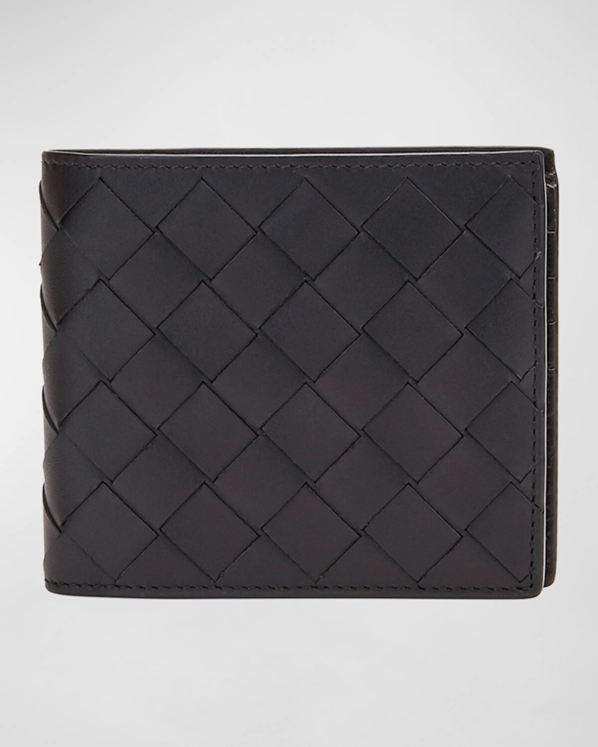 

Мужской кожаный кошелек двойного сложения Intrecciato Bottega Veneta, цвет Black