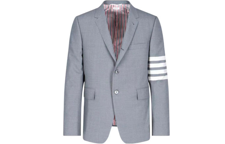 

THOM BROWNE Четырехпуговичный приталенный блейзер, Medium Gray