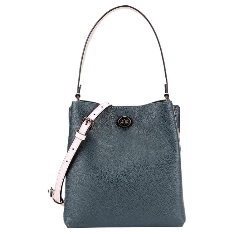 

Coach Сумка-ведро Town из натуральной кожи, сумка через плечо, сумка-кроссбоди, маленький размер, женская, темно-яшмового цвета с розовыми акцентами