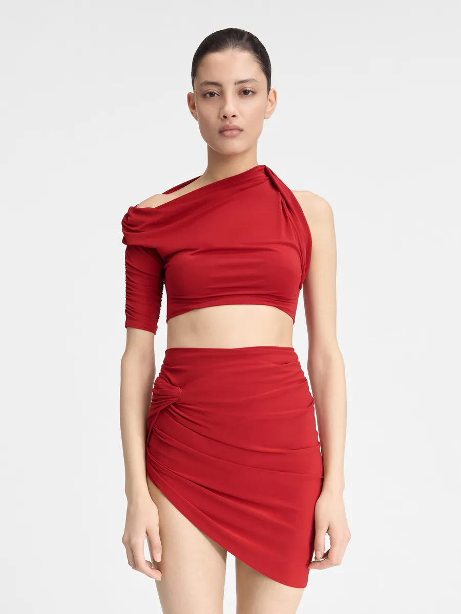 

Драпированное платье миди Jacquemus, темно-красный