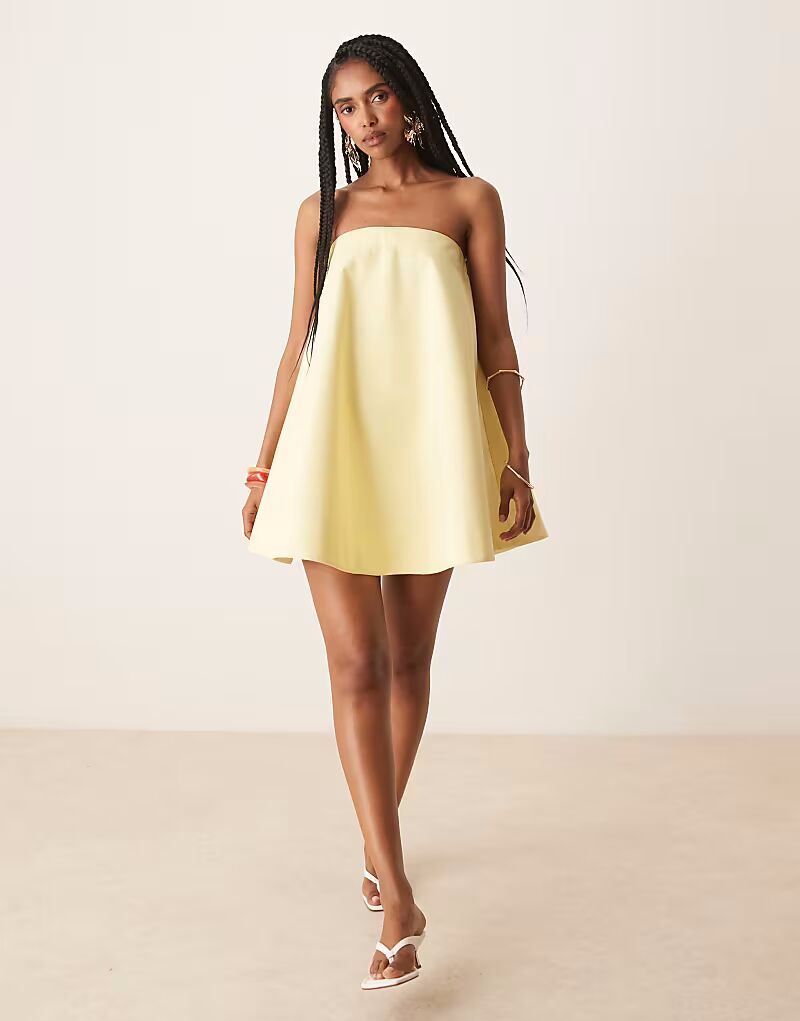 

Платье-фонарик мини ASOS DESIGN лимонного цвета