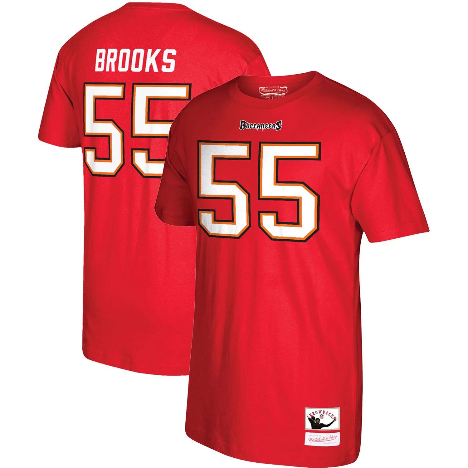 

Мужская футболка Mitchell & Ness Derrick Brooks Red Tampa Bay Buccaneers с именем и номером игрока в отставке