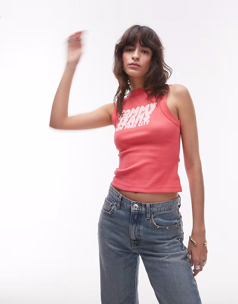 

Майка Tommy Jeans с логотипом Bubble в розовом цвете