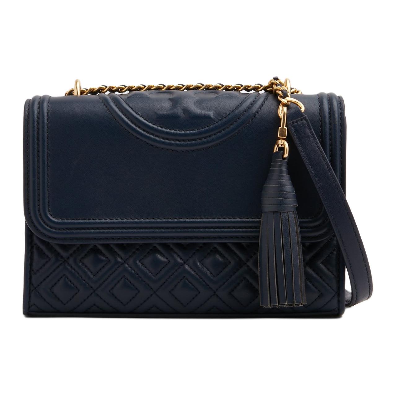 

Сумка через плечо Fleming Sheepskin с цепочкой женская синяя TORY BURCH