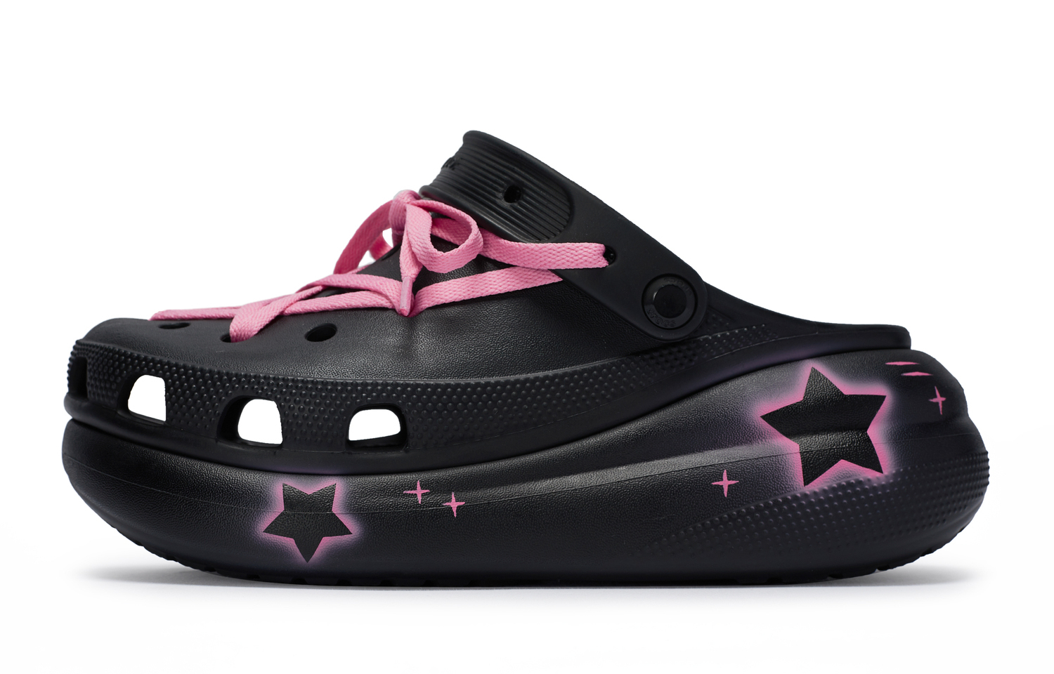 Classic Crush 811 Manufactured, Neon Star Clogs Unisex Black Pink Crocs