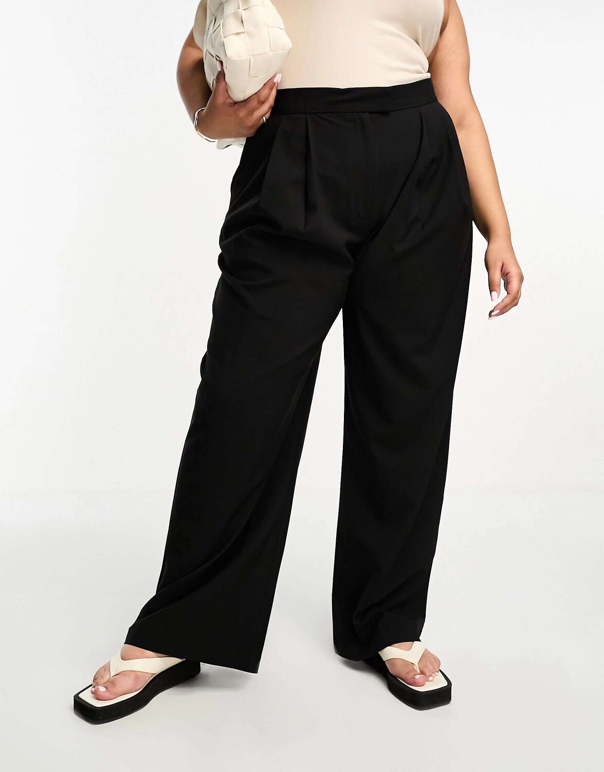 

Черные широкие брюки ASOS Curve, Черный, Черные широкие брюки ASOS Curve