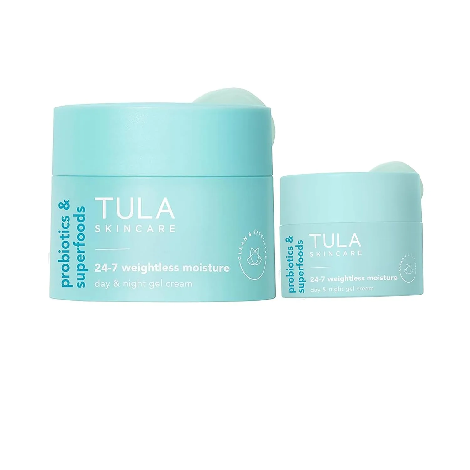 Набор из двух увлажняющих кремов TULA Skin Care 24-7 Weightless Moisture Day & Night Cream Duo - легкий антивозрастной гель-крем для лица, 1,5 унции + дорожный размер 0,5 унции, 2 предмета.