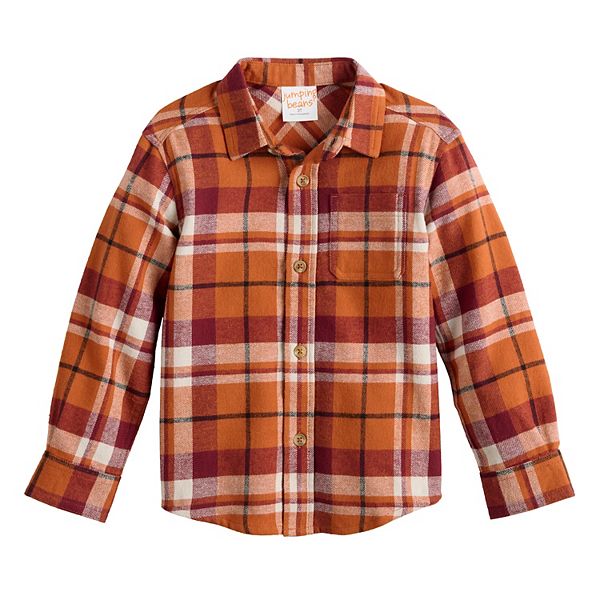 

Детская фланелевая рубашка на пуговицах для мальчика Jumping Beans, Orange Red Plaid
