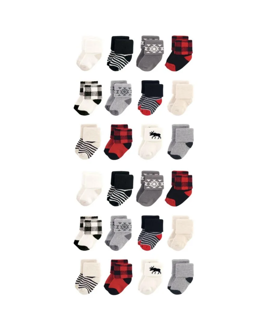 Набор из 24 комфортных махровых носков Hudson Baby, Buffalo Plaid Moose