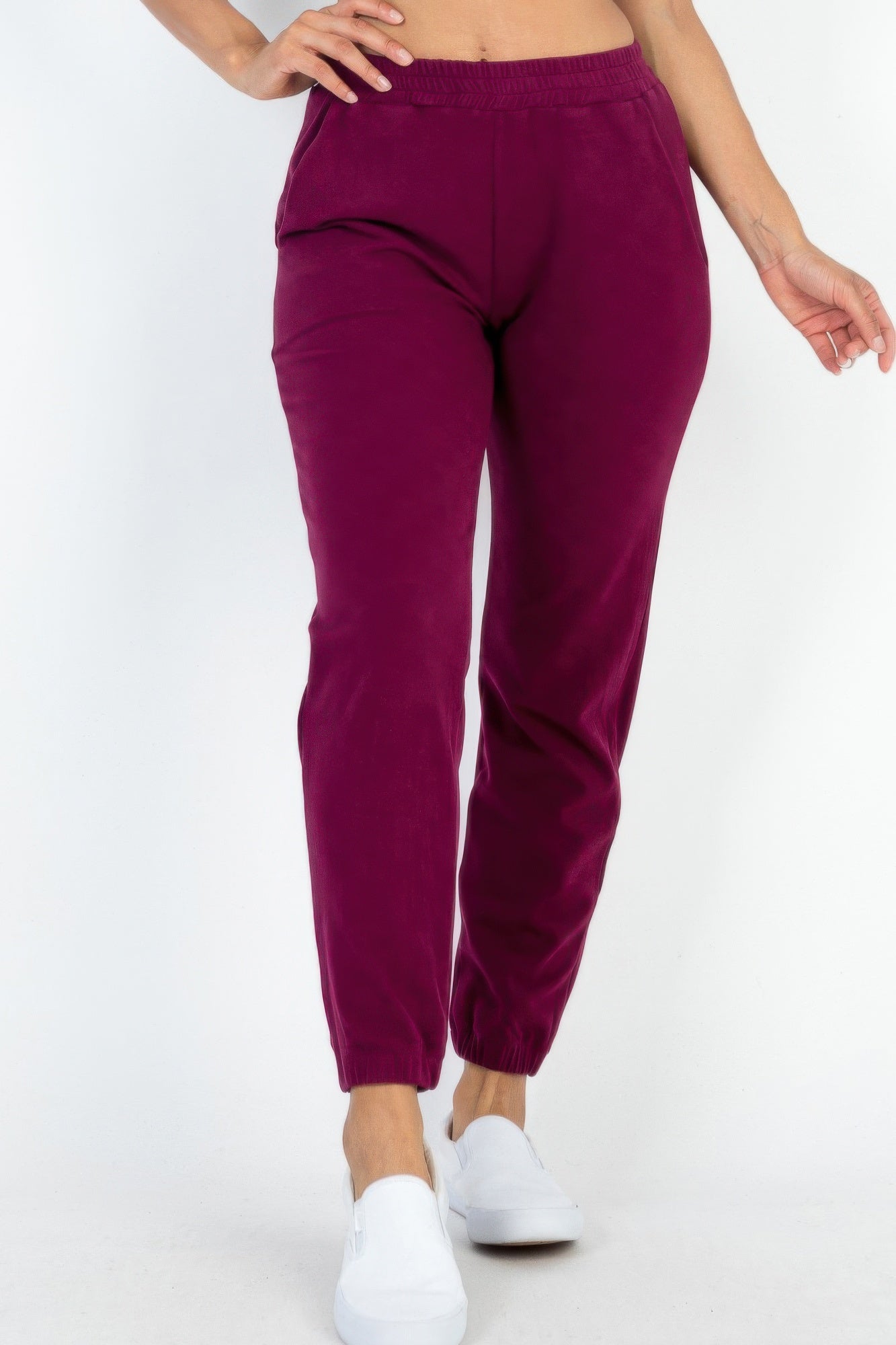 

FASHNZFAB женские джоггеры с ребристыми боковыми карманами, цвет burgundy