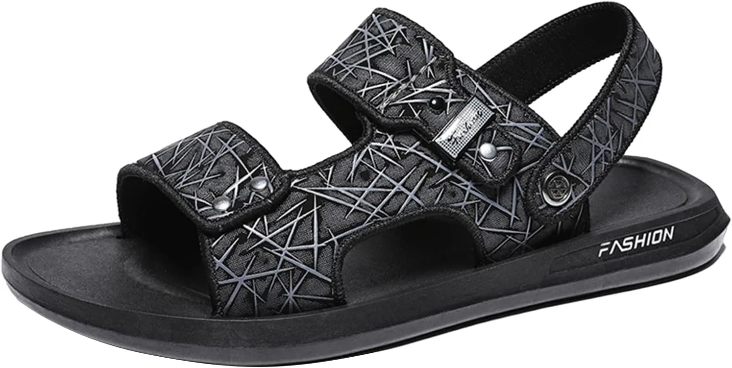 

Мужские сандалии CsgrFagr, плоская подошва, двойного назначения, шлепанцы, сандалии для пляжа, модные сандалии и шлепанцы, сандалии на толстой подошве для мужчин (серый, 9.5) No Brand