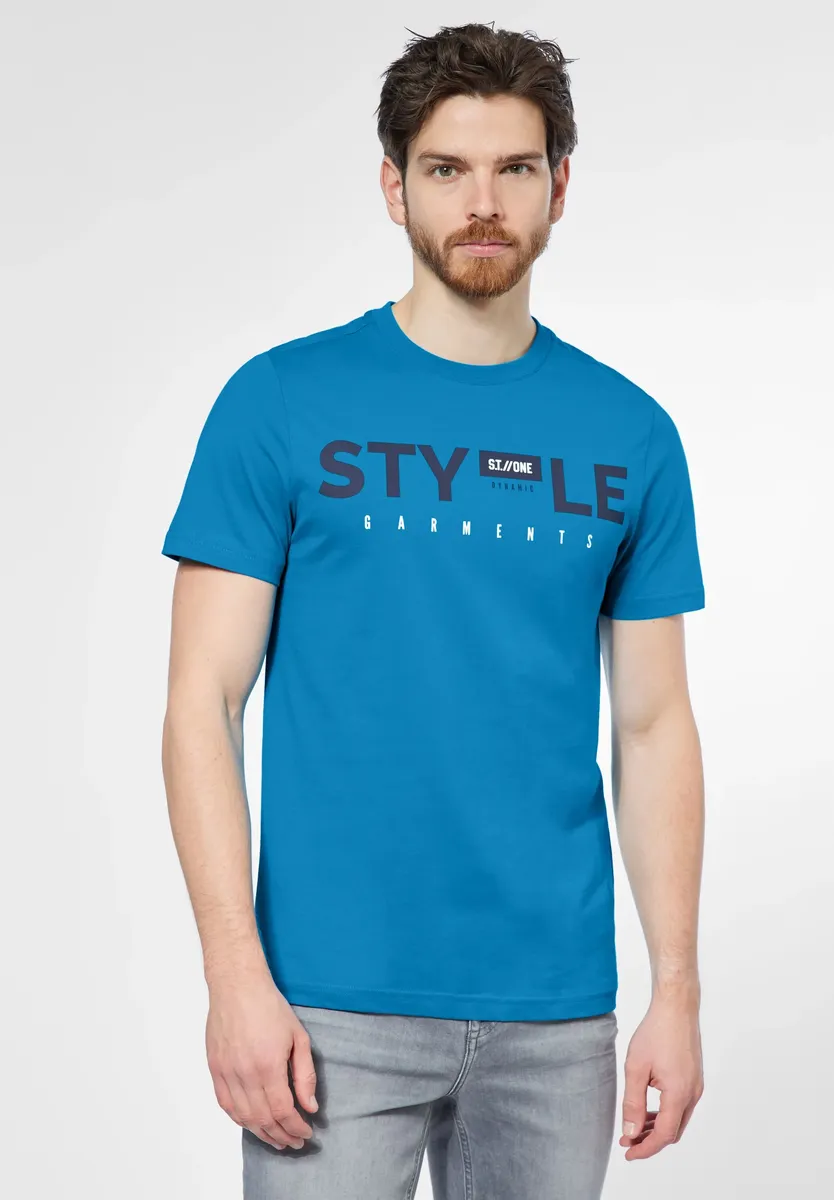 

Футболка STREET ONE MEN с надписью, цвет Laguna Blue