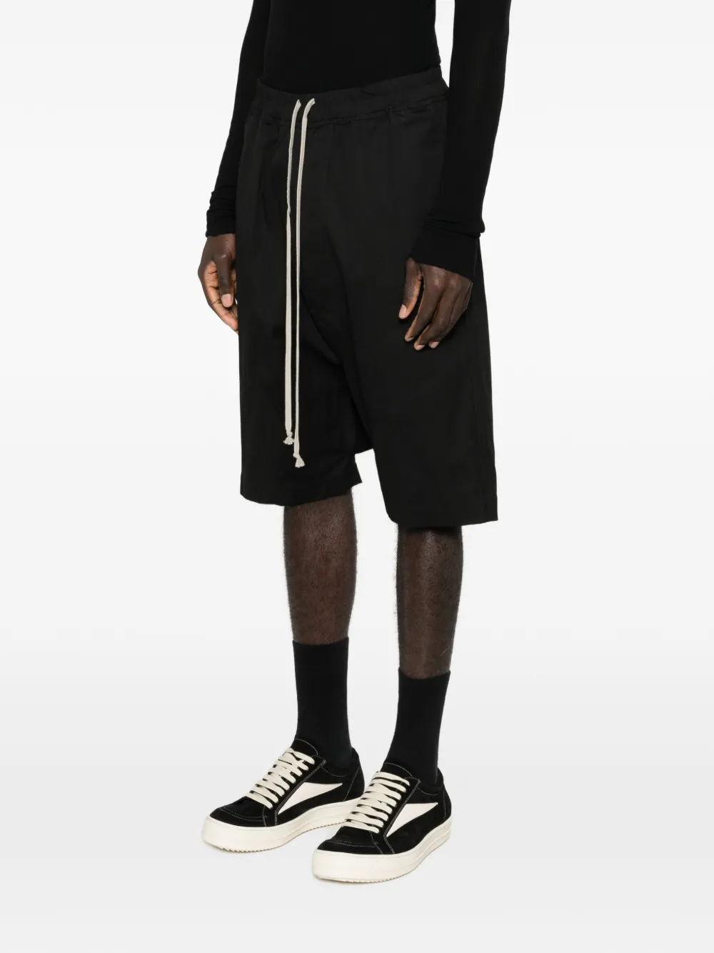 Шорты с заниженной посадкой и кулиской Rick Owens, черный — фото 3