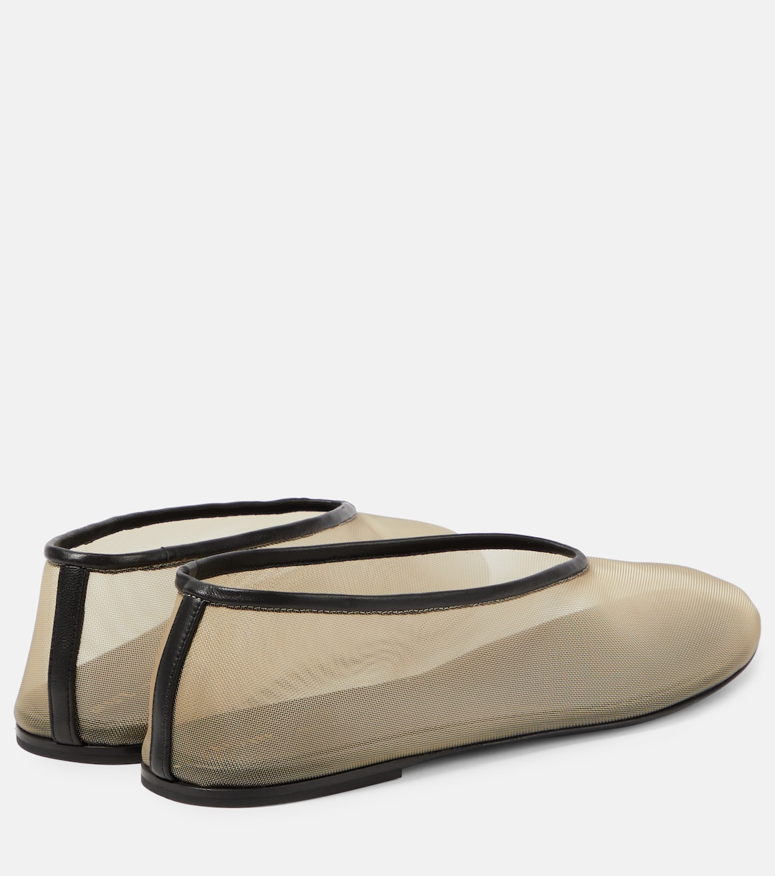 Балетки Marcy с кожаной отделкой и сетчатым верхом Khaite, Black / Nude — фото 3