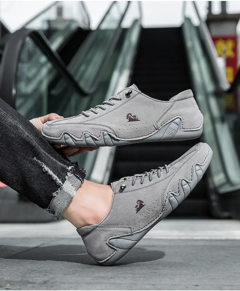 Мужские повседневные кожаные кроссовки, обувь Chukka Slip On Не скользящие дышащие ботинки Туристическая обувь DMGYCK, темно-серый — фото 2