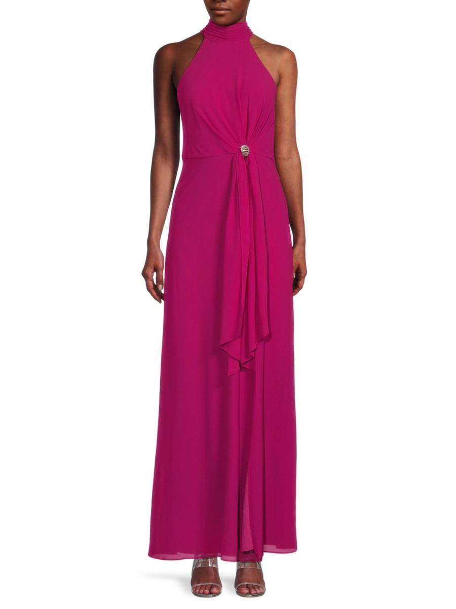 

Платье-футляр с драпировкой и халтером Vince Camuto, фуксия