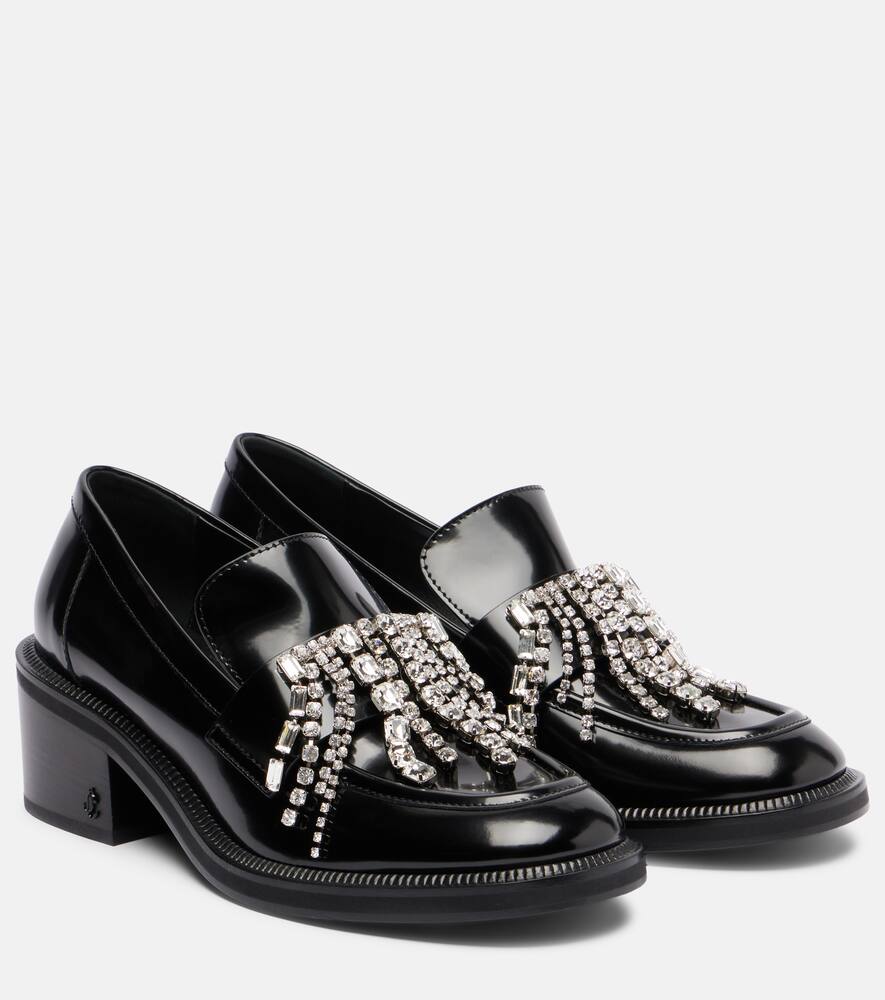 Тайлор лоферы на каблуке с декоративными элементами из кожи Jimmy Choo, Black/Crys