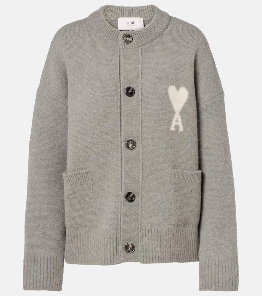 

Кардиган из смесовой пряжи альпака и шерсти ami de cœur Ami Paris, Gris/Ecru