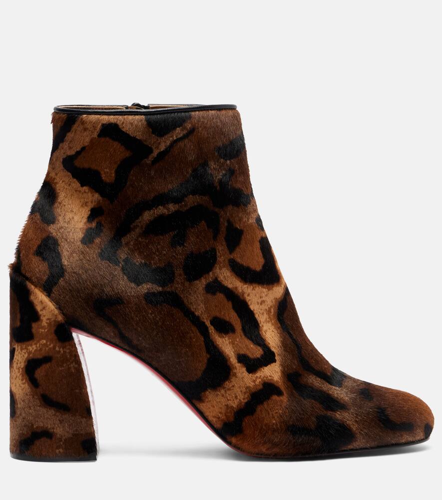 Ботильоны Jane 85 из телячьей кожи с леопардовым принтом Christian Louboutin, Brown/Black — фото 4