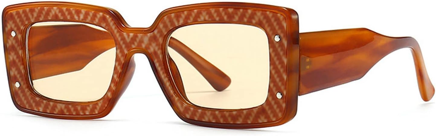 

Модные квадратные солнцезащитные очки для женщин и мужчин с декоративными заклепками, роскошные женские солнцезащитные очки UV400, очки с леопардовым принтом mincl, Yellow&brown